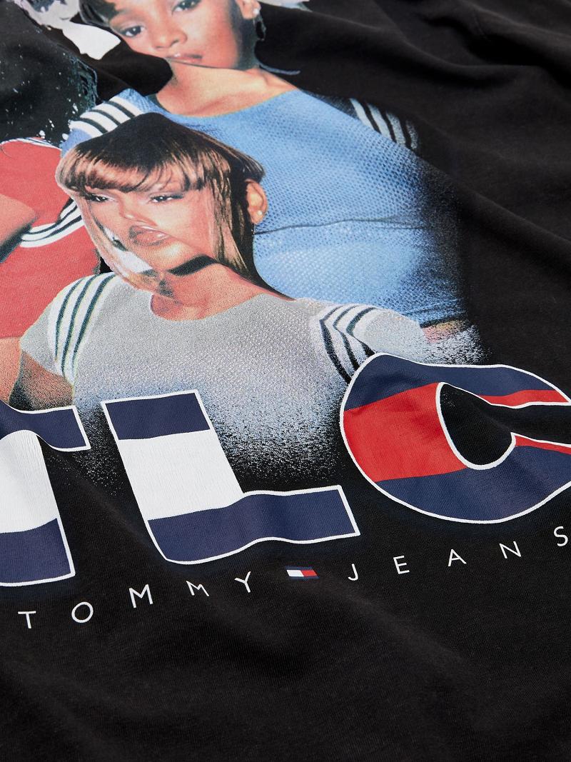 Női Tommy Hilfiger Organic Pamut TLC Oversized Póló Fekete | HU 473ILH